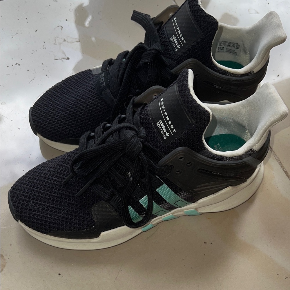 Adidas Black and Teal Sneakers